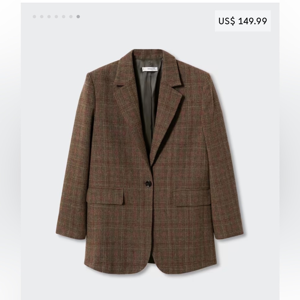 Mango Check suit blazer - Chocolate Brown